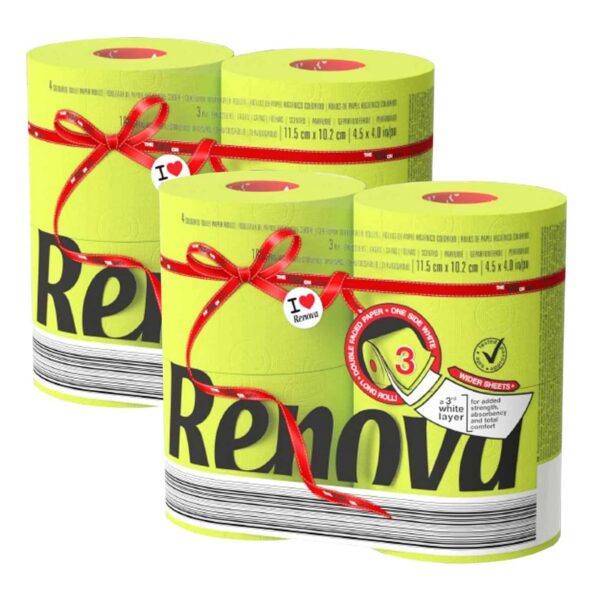 Renova lime green toilet paper 2x4 rolls-Pack | Renova | 3-Ply Rolls