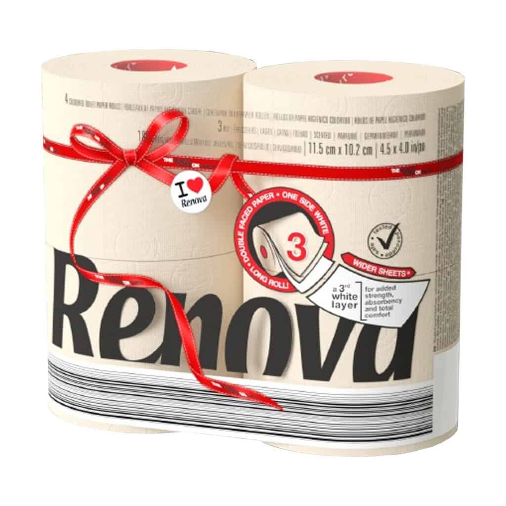 Renova Vanilla Toilet Paper Jumbo 3-Ply 180 Sheets, Pack of 4