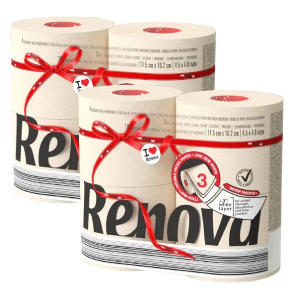 Renova light pink toilet paper 4x4 rolls-Pack | Renova | 3-Ply Rolls