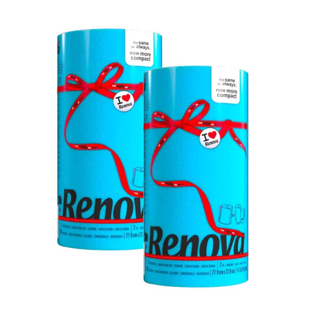 Renova Blue Paper Towel Rolls 2-Ply 120 Sheets, 2 Rolls