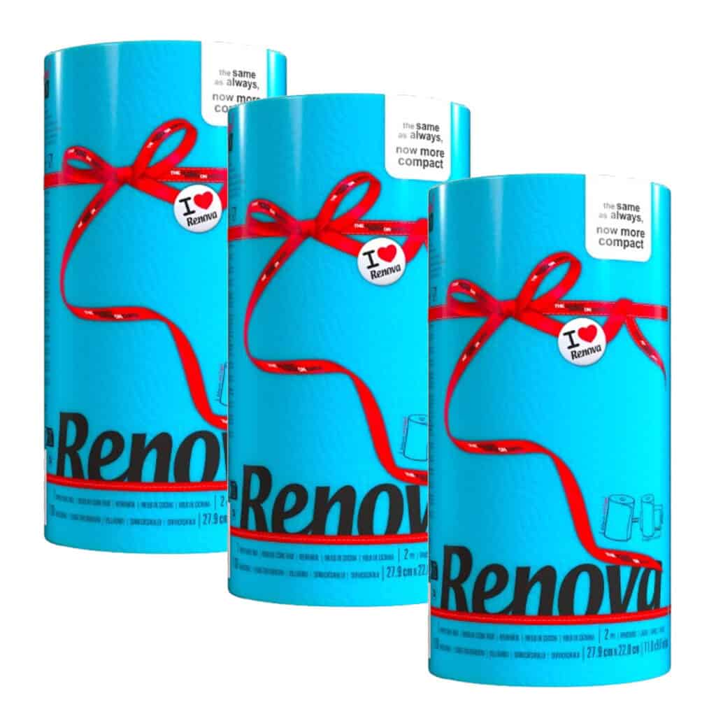 Renova Blue Paper Towel Rolls 2-Ply 120 Sheets, 3 Rolls