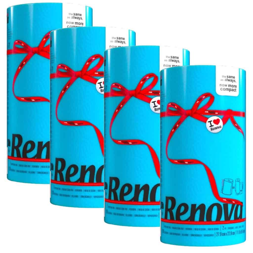 Renova Blue Paper Towel Rolls 2-Ply 120 Sheets, 4 Rolls