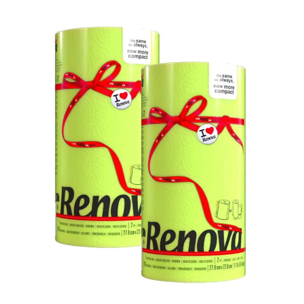 Renova Lime Green Paper Towel Rolls 2-Ply 120 Sheets, 2 Rolls