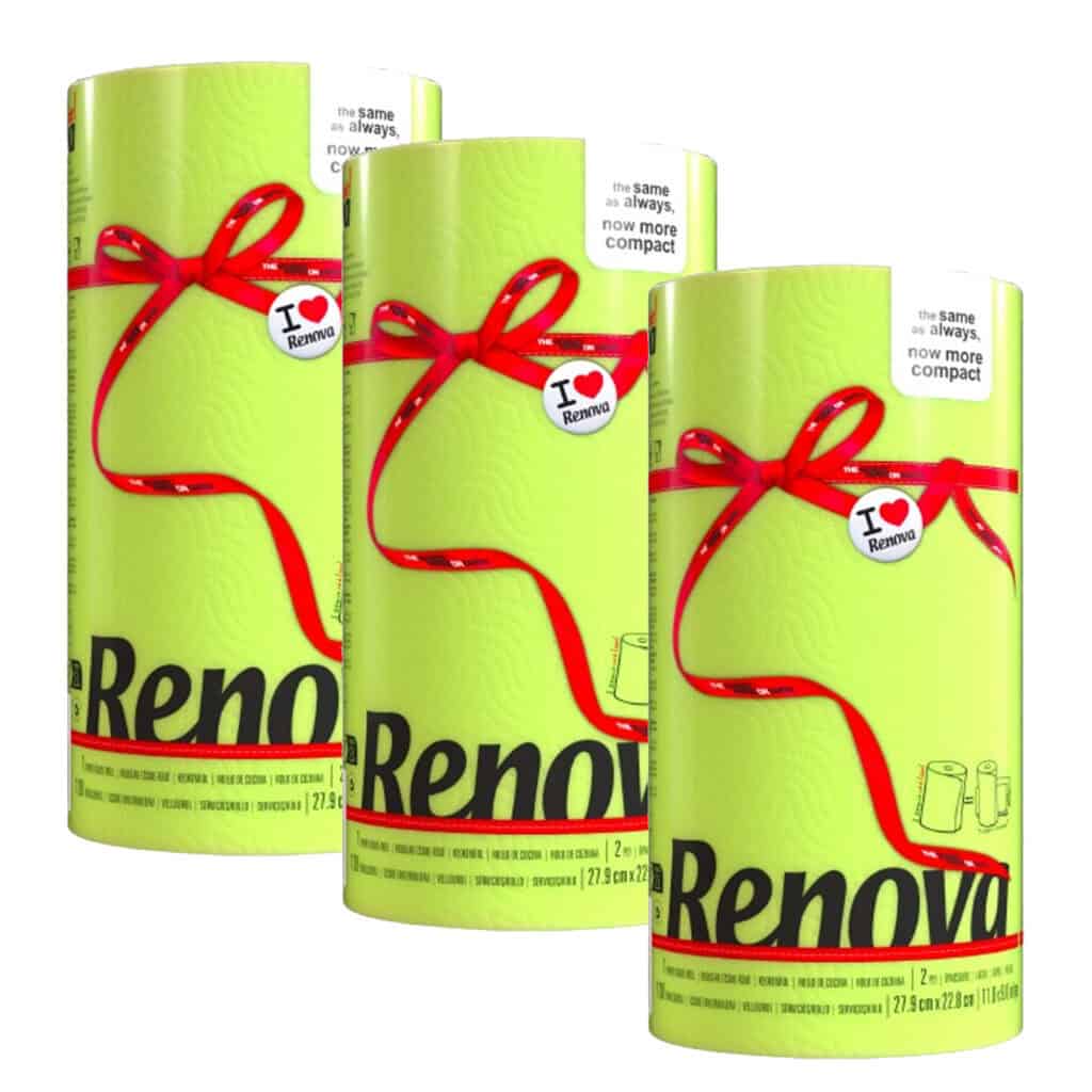 Renova 3-Pack Lime Green Paper Towel Rolls – Fresh Color, 2 Ply, 120 Sheets Each