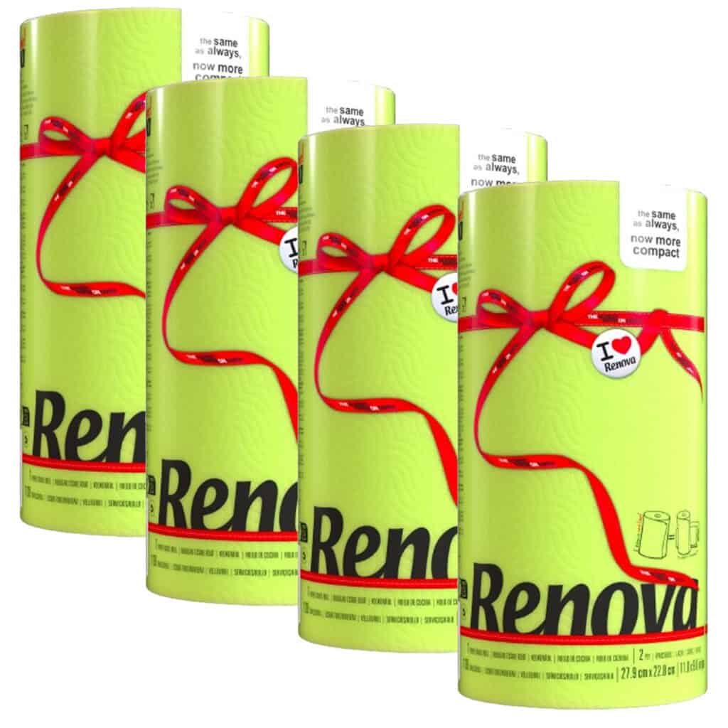 Renova Lime Green Paper Towel Rolls 2-Ply 120 Sheets, 4 Rolls