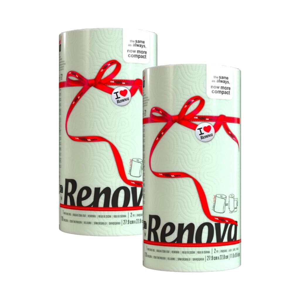 Renova 2-Pack Mint Paper Towel Rolls – Soothing Color, 2 Ply, 120 Sheets Each
