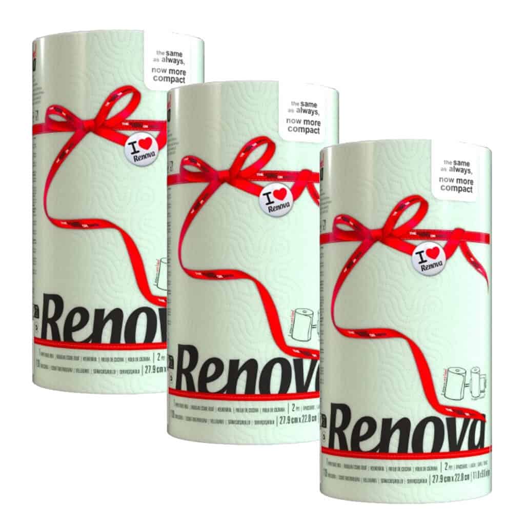Renova 3-Pack Mint Paper Towel Rolls – Soothing Color, 2 Ply, 120 Sheets Each