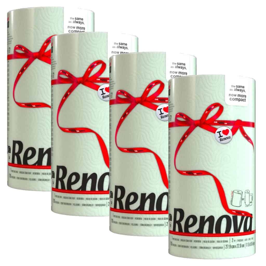 Renova 4-Pack Mint Paper Towel Rolls – Soothing Color, 2 Ply, 120 Sheets Each