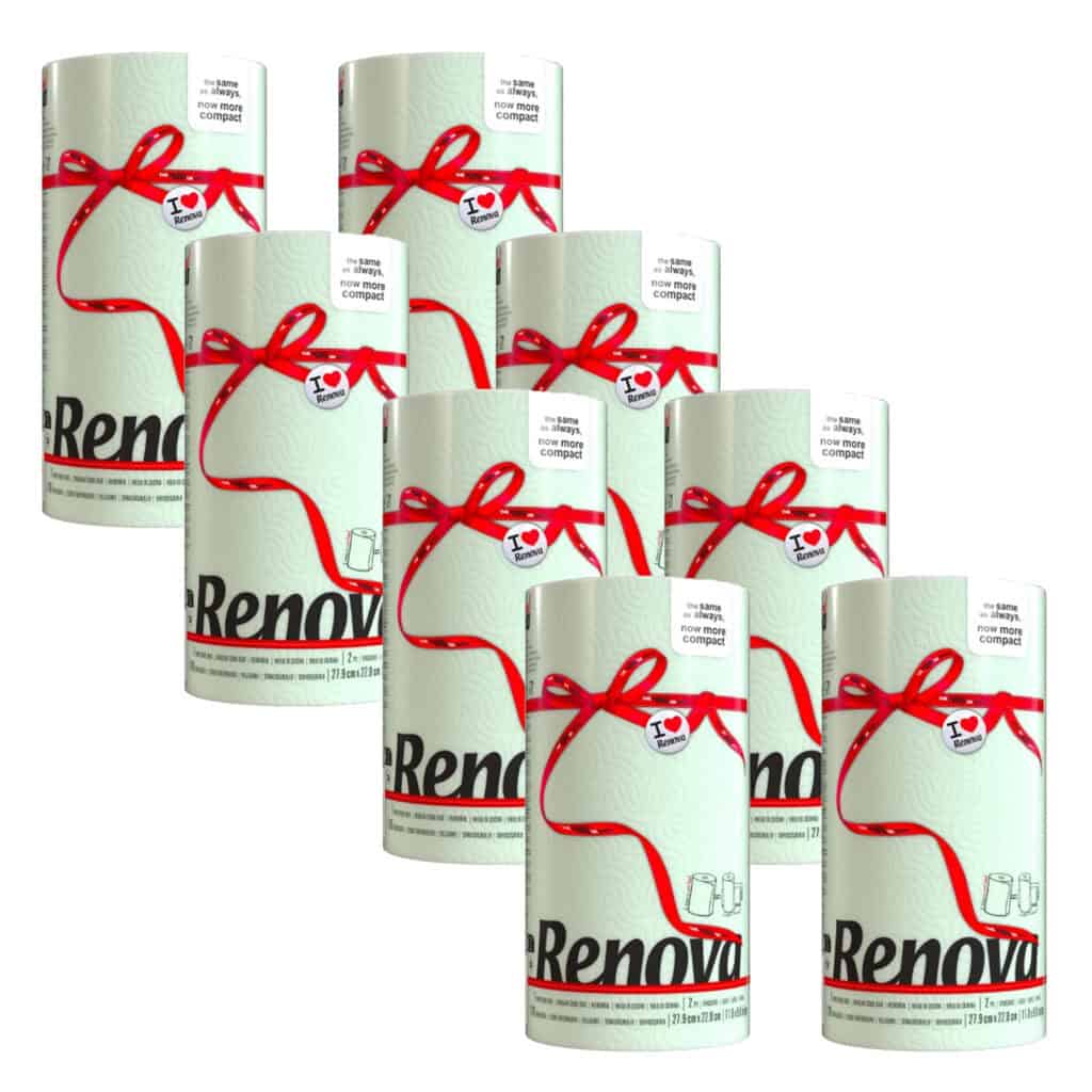 Renova 8-Pack Mint Paper Towel Rolls – Soothing Color, 2 Ply, 120 Sheets Each