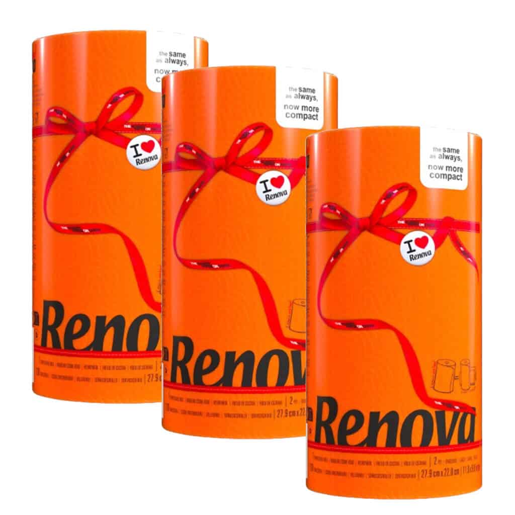Renova 3-Pack Orange Paper Towel Rolls – Zesty Color, 2 Ply, 120 Sheets Each