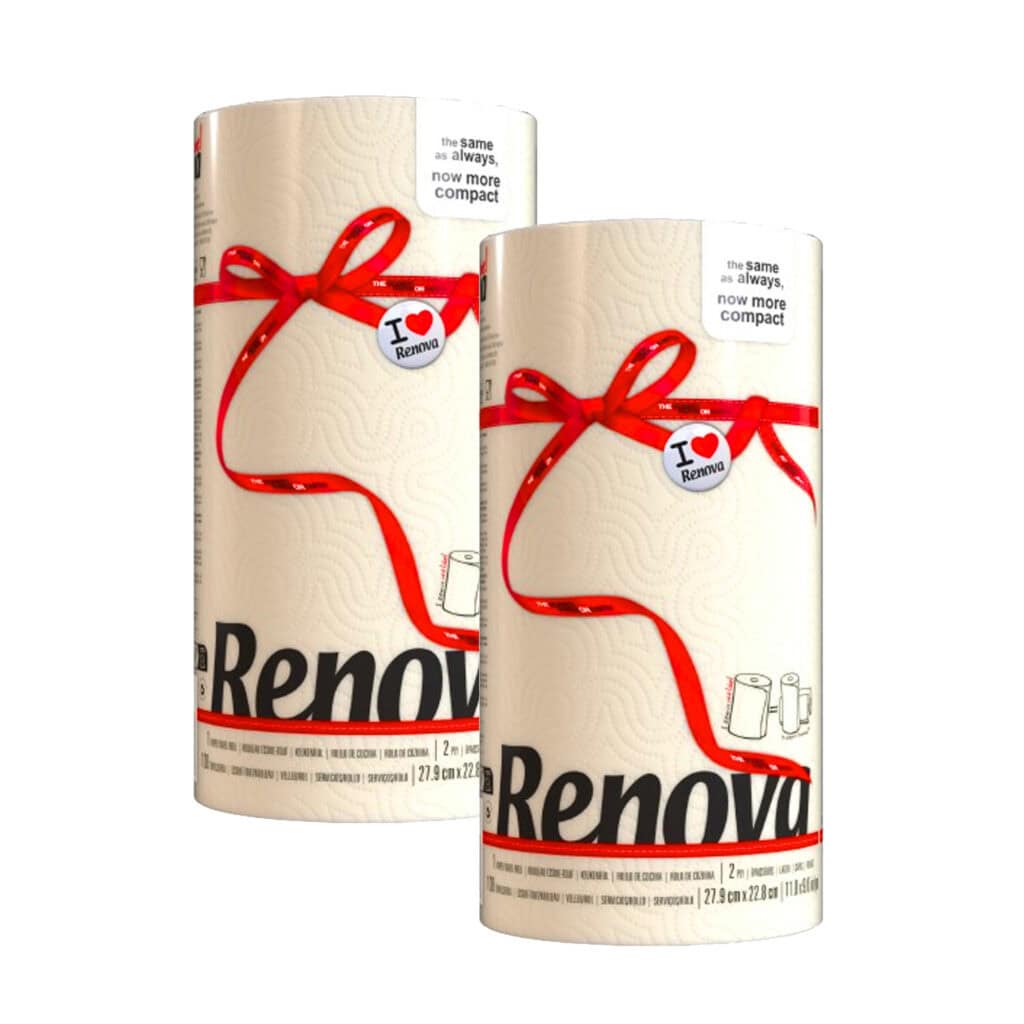 Renova Cream Paper Towel Rolls 2-Ply 120 Sheets, 2 Rolls