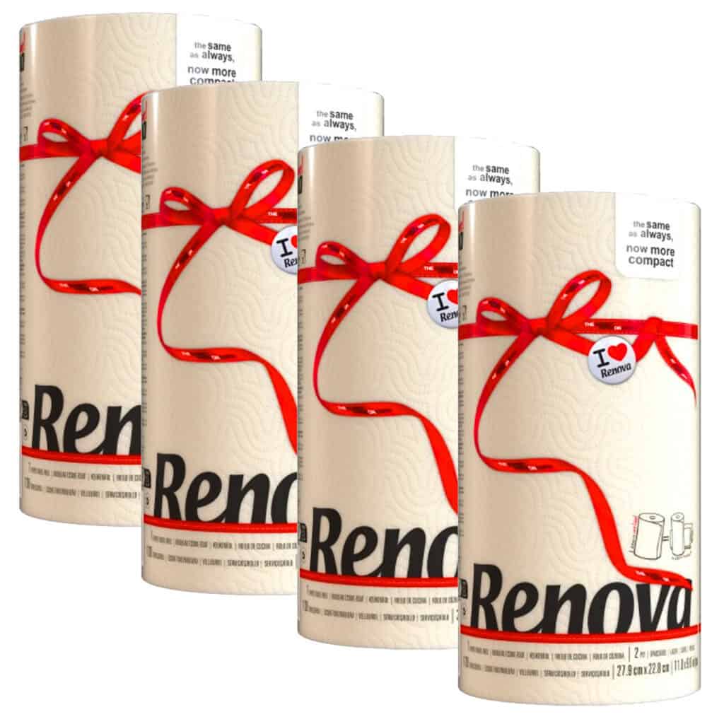 Renova Cream Paper Towel Rolls 2-Ply 120 Sheets, 4 Rolls