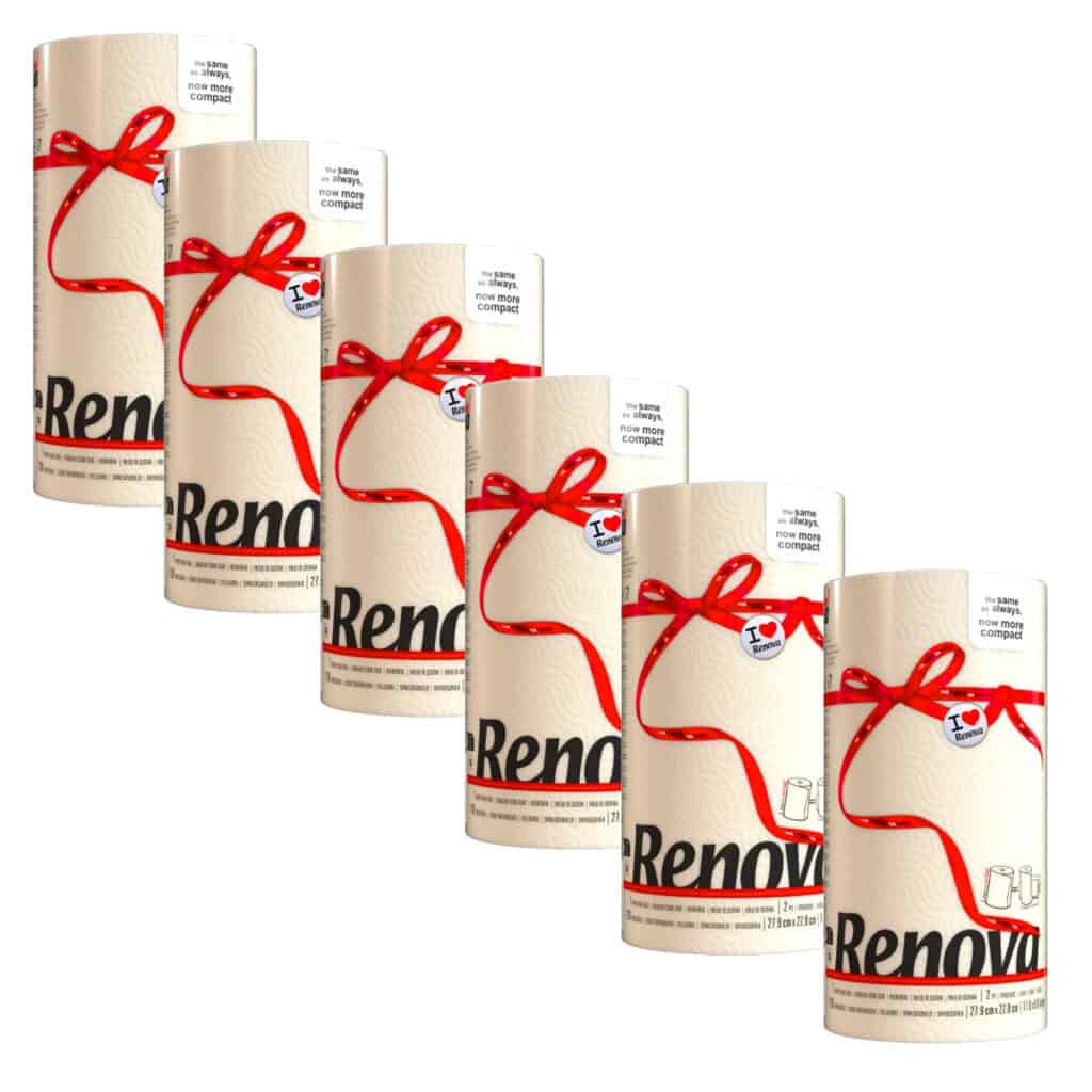 Renova Cream Paper Towel Rolls 2-Ply 120 Sheets, 6 Rolls