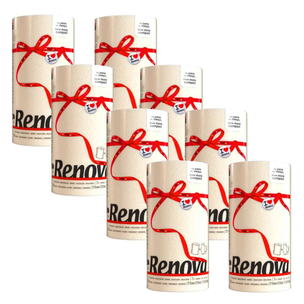 Renova Cream Paper Towel Rolls 2-Ply 120 Sheets, 8 Rolls