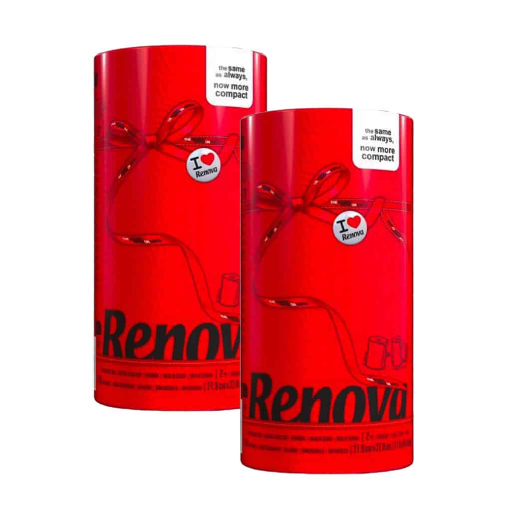 Renova Red Paper Towel Rolls 2-Ply 120 Sheets, 2 Rolls