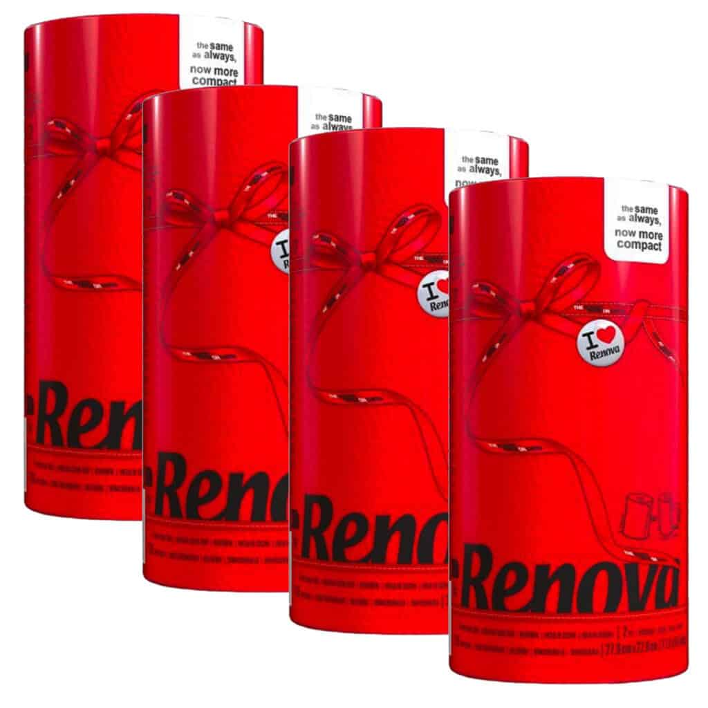 Renova Red Paper Towel Rolls 2-Ply 120 Sheets, 4 Rolls