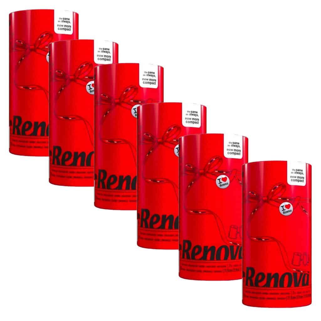 Renova 6-Pack Red Paper Towel Rolls – Bold Color, 2 Ply, 120 Sheets Each