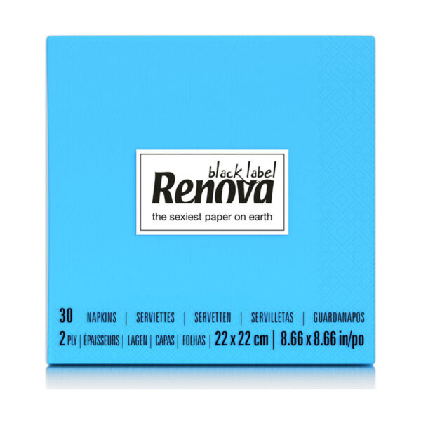 Renova Blue Cocktail Napkins, 2-Ply Paper Beverage Napkins, 30 Pack