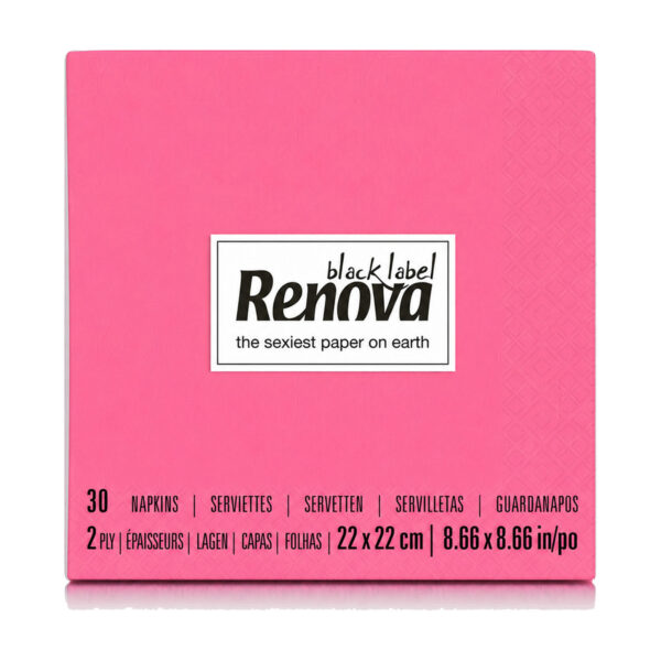 Renova Pink Cocktail Napkins, 2-Ply Paper Beverage Napkins, 30 Pack
