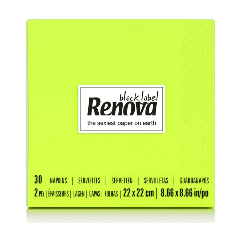 Renova Lime Green Cocktail Napkins, 2-Ply Paper Beverage Napkins, 30 Pack