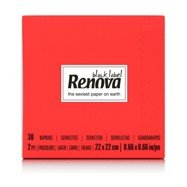 Renova Red Cocktail Napkins, 2-Ply Paper Beverage Napkins, 30 Pack