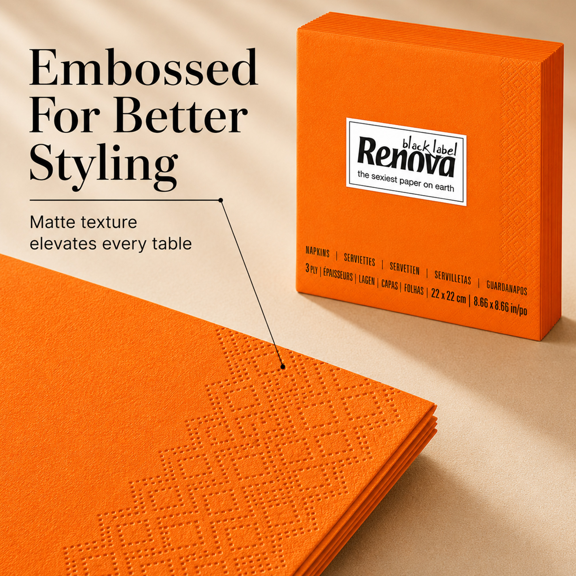 orange beverage napkins with drinks and appetizers
