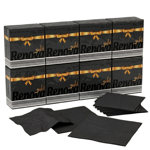 Renova Black Premium Paper Napkins 2-Ply, Square, 320 Napkins