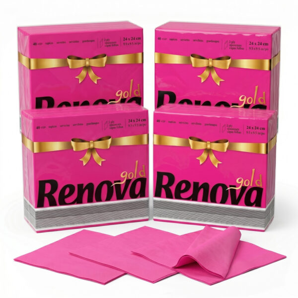 Renova Pink Premium Paper Napkins 2-Ply, Square, 160 Napkins