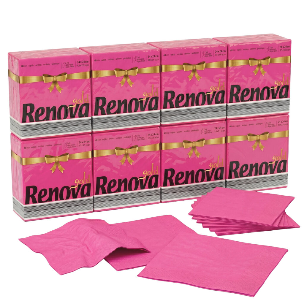 Renova Pink Premium Paper Napkins 2-Ply, Square, 320 Napkins
