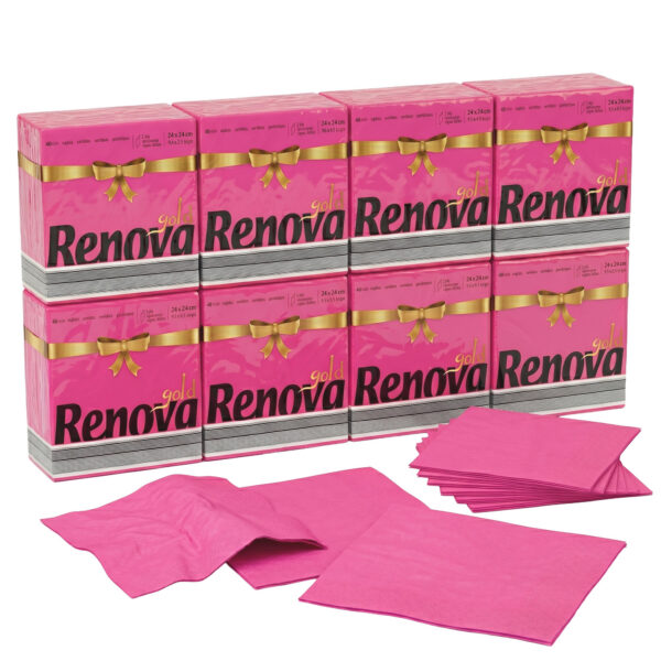 Renova Pink Premium Paper Napkins 2-Ply, Square, 320 Napkins