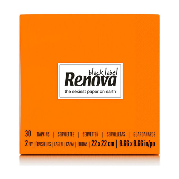 Renova Orange Cocktail Napkins, 2-Ply Paper Beverage Napkins, 30 Pack