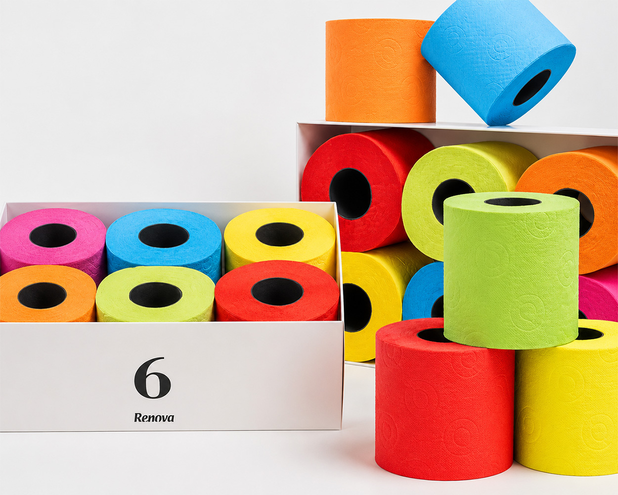 Renova Gift Box — 3-ply, 6 multicolor rolls, limited edition